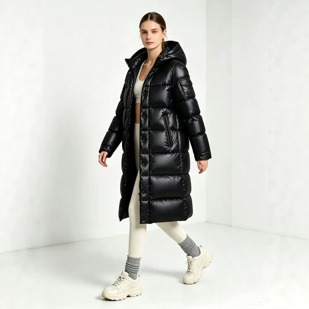 Langärmliger, mit Kapuze, gefütterter Baumwollmantel – Bild 3 | LuxeStyle
