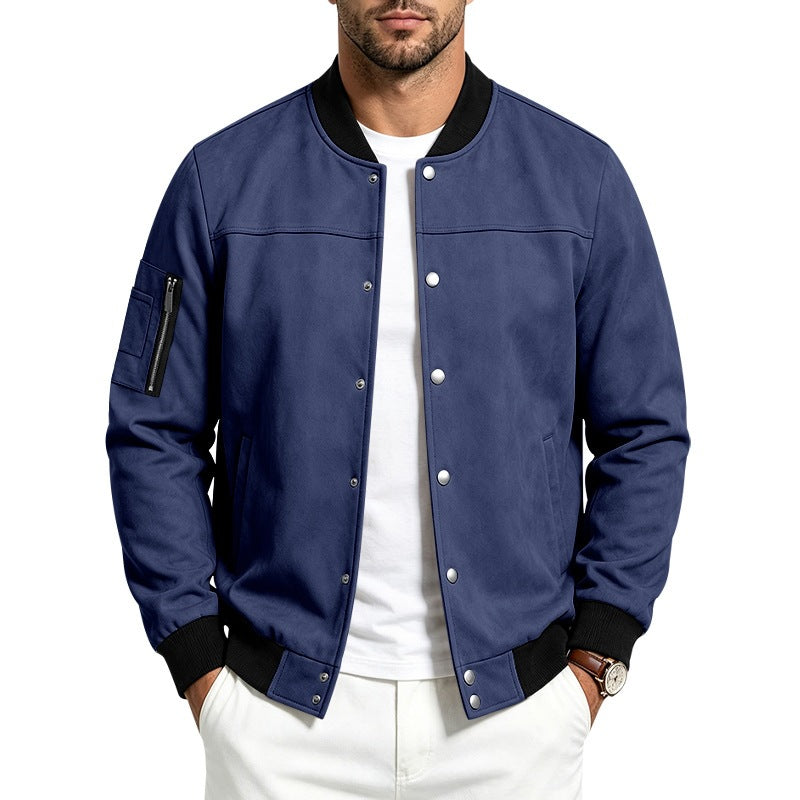 Herren Wildleder-Look Stehkragenjacke