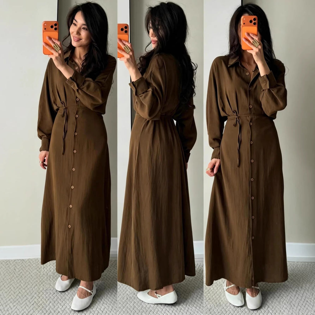 Elegantes Hemdblusenkleid mit Schnürung