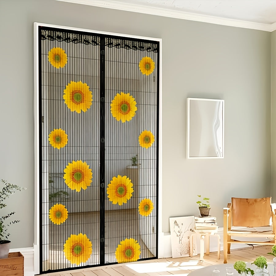 Magnetischer Fliegengittervorhang mit Sonnenblumenmuster