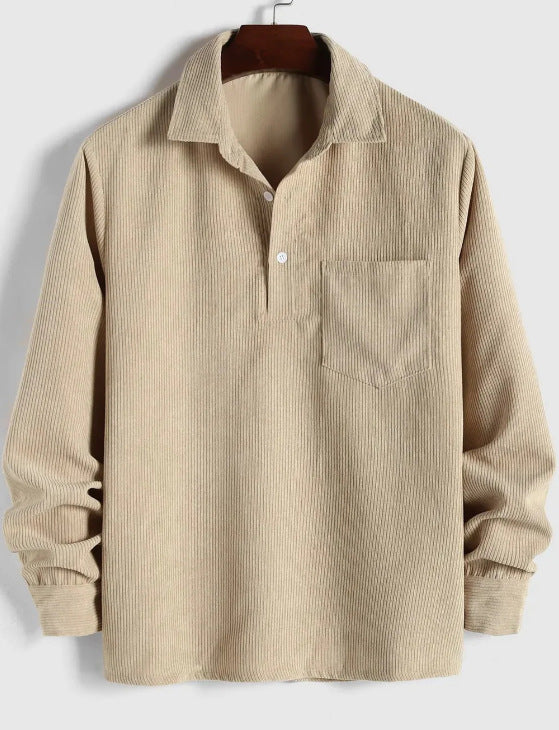 Männerlangarmshirt Cord Aprikose – Bild 12 | LuxeStyle