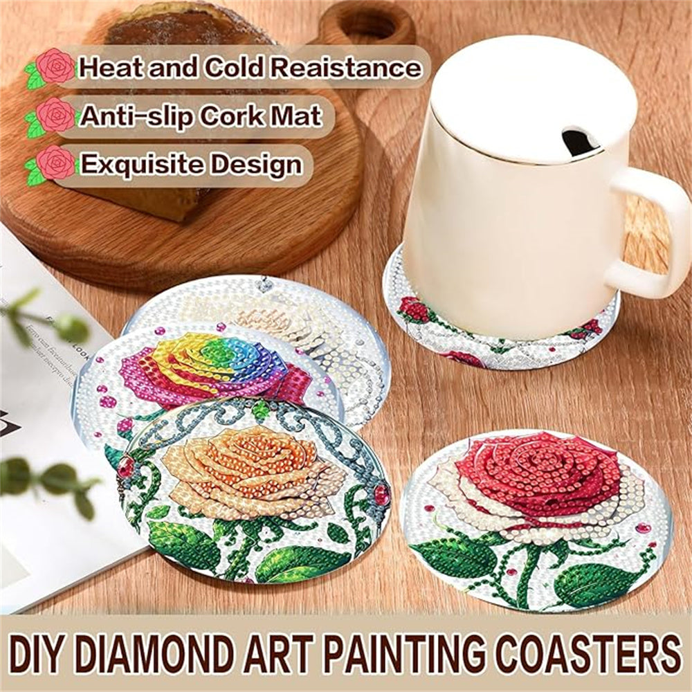 DIY-Diamant-Malcoaster mit Halt. Rosenmuster