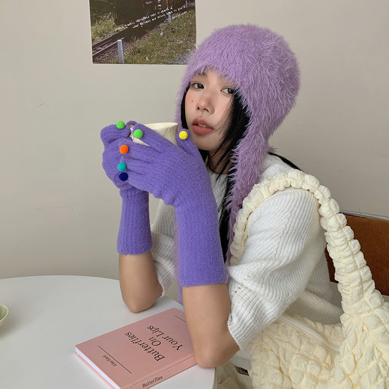 Warme Plüsch-Handschuhe für Damen