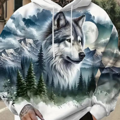 Herren Hoodie mit Print, lässige Passform