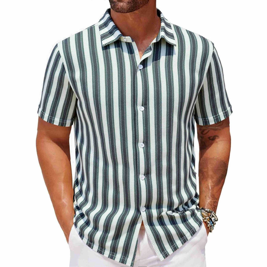 Herren Kurzarmhemd mit Streifen – Bild 6 | LuxeStyle