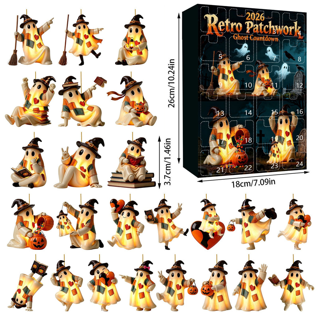 Retro Patchwork Geist Anhänger mit Halloween-Beleuchtung