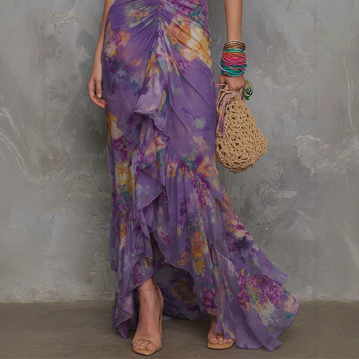 Asymmetrisches Wickelkleid mit Farbblock-Print – Bild 3 | LuxeStyle