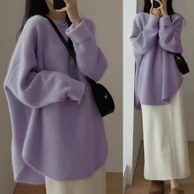 Mid-length Loose Fit Damen Pullover