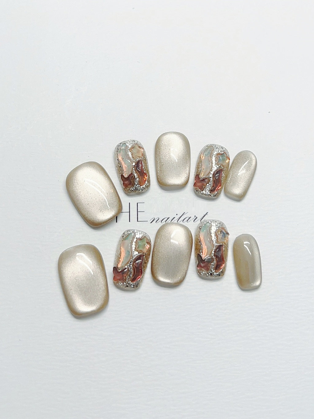Nail Milk Coffee Cat's Eye Fake Nails – Bild 4 | LuxeStyle