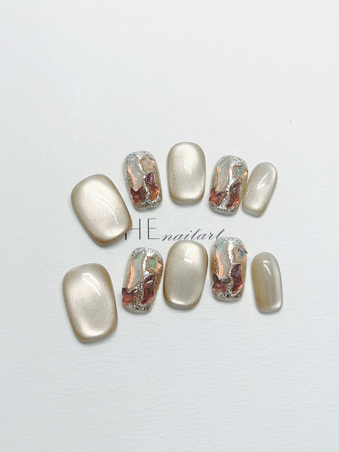 Nail Milk Coffee Cat's Eye Fake Nails – Bild 4 | LuxeStyle