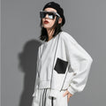 Patchwork Irregular Hoodie für Damen