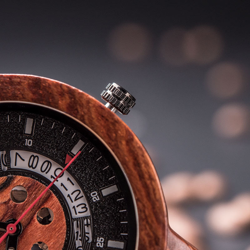 Männliche Quarz-Uhr mit Holzarmband | LuxeStyle