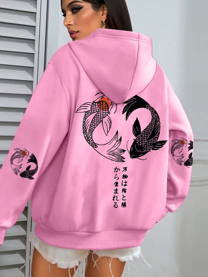 Harajuku Illustration-Print Damen Sweatshirt