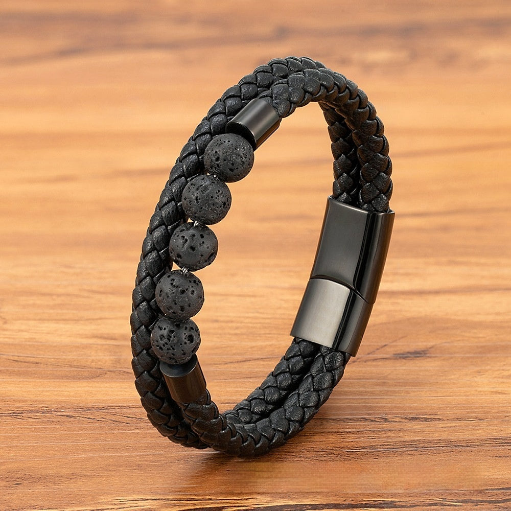 Geflochtenes Lederarmband mit Edelstahl – Bild 5 | LuxeStyle