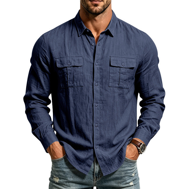 Langarm-Herren-Shirt aus Leinen-Polyester – Bild 9 | LuxeStyle