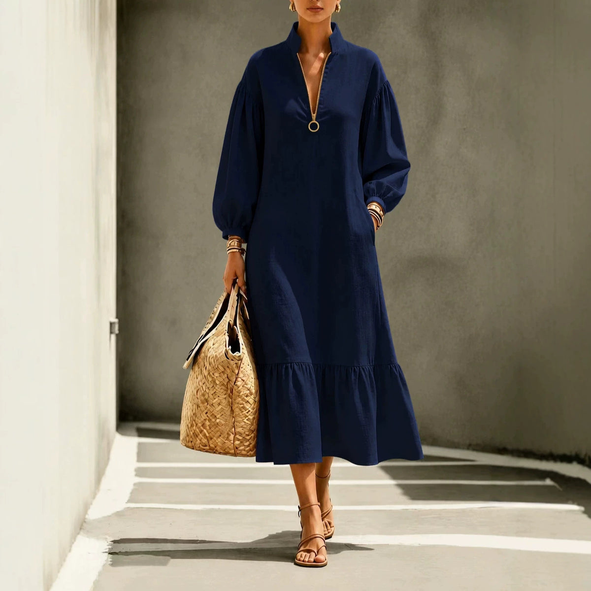 Schlanker Swing-Kleid in Weinrot – Bild 8 | LuxeStyle