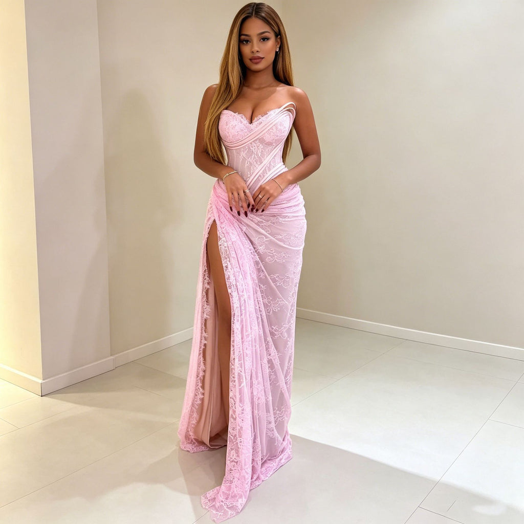 Elegantes trägerloses Maxikleid mit Spitze | LuxeStyle