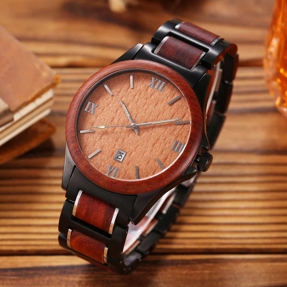 Herren Quarzuhr Sandelholz Schwarz – Bild 17 | LuxeStyle