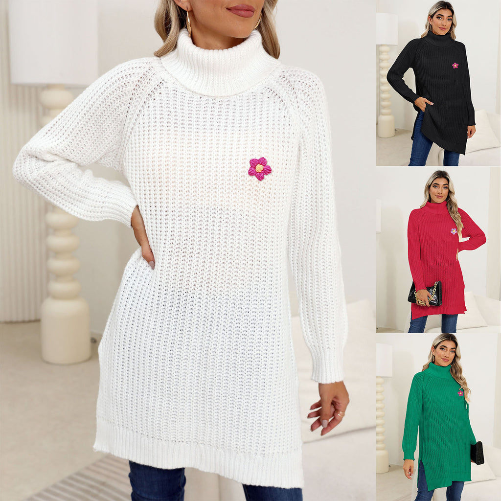 Damen Herbst/Winter Strickkleid mit Schlitz