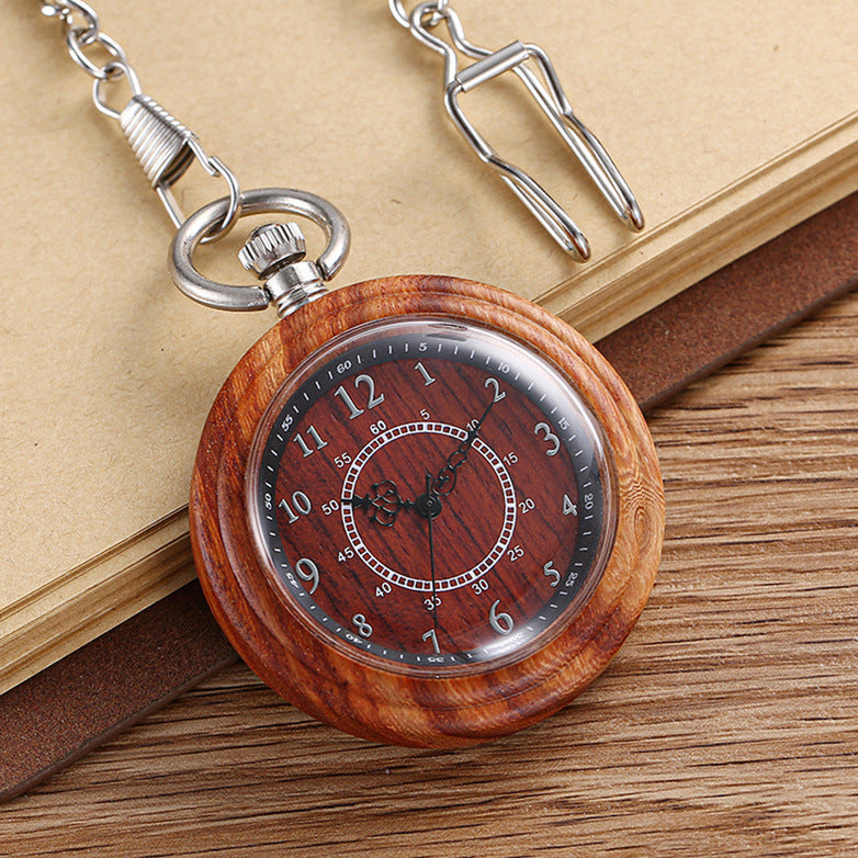 Holz-Taschenuhr mit rauer Kette