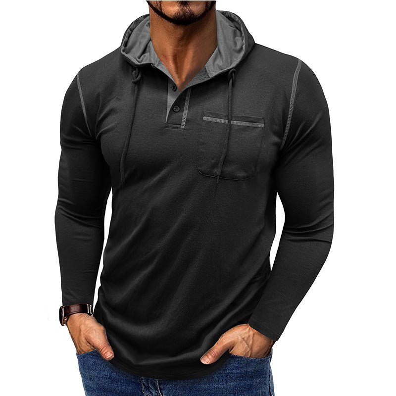 Herren Langarmshirt Henley mit Kapuze – Bild 3 | LuxeStyle