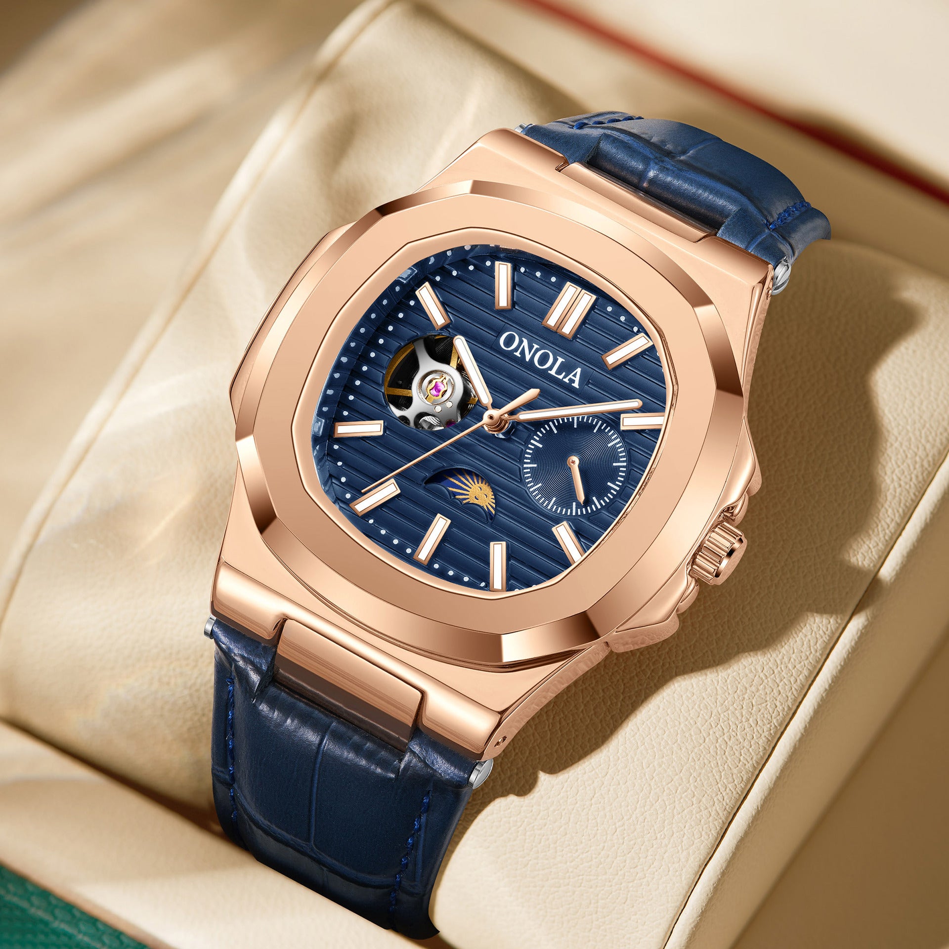 Mechanische Armbanduhr mit Mondphase – Ansicht 6
