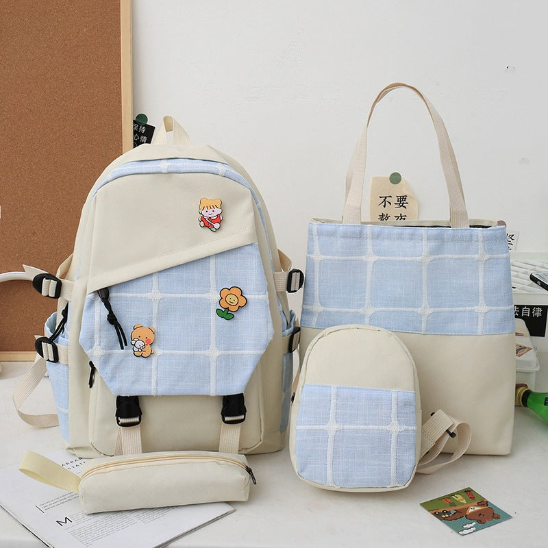 Karierter Rucksack im koreanischen Stil