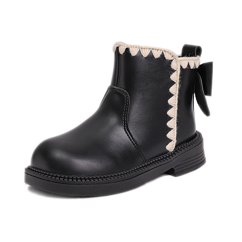 Mädchen-Lederstiefel mit Samtfutter