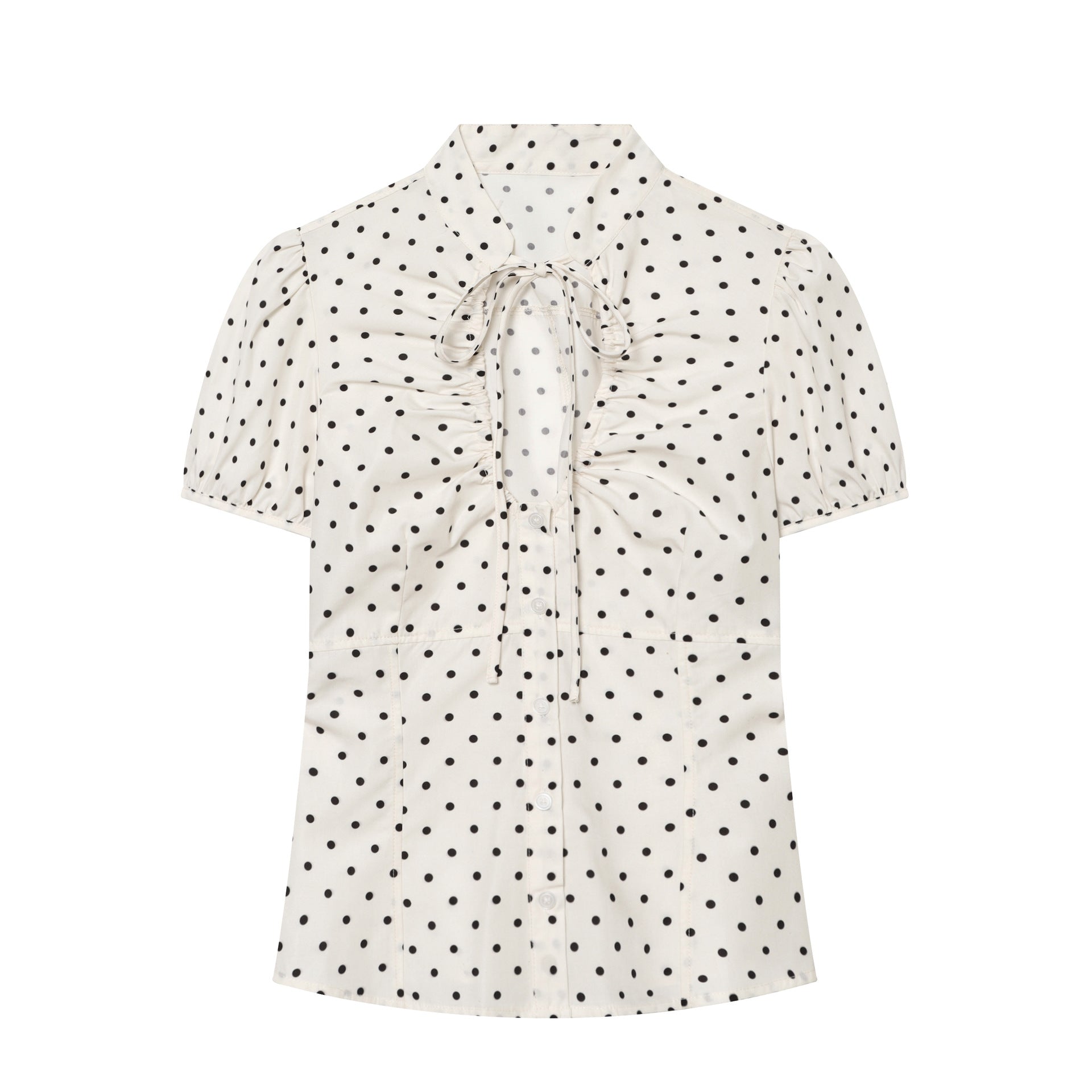 Gepunktetes Slim-Fit Top mit Schleife und Spaghettiträgern