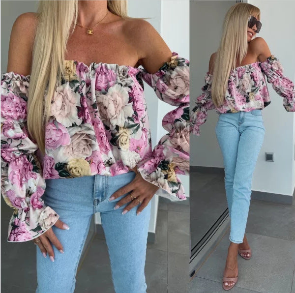Tailliertes Langarmshirt mit Puffärmeln