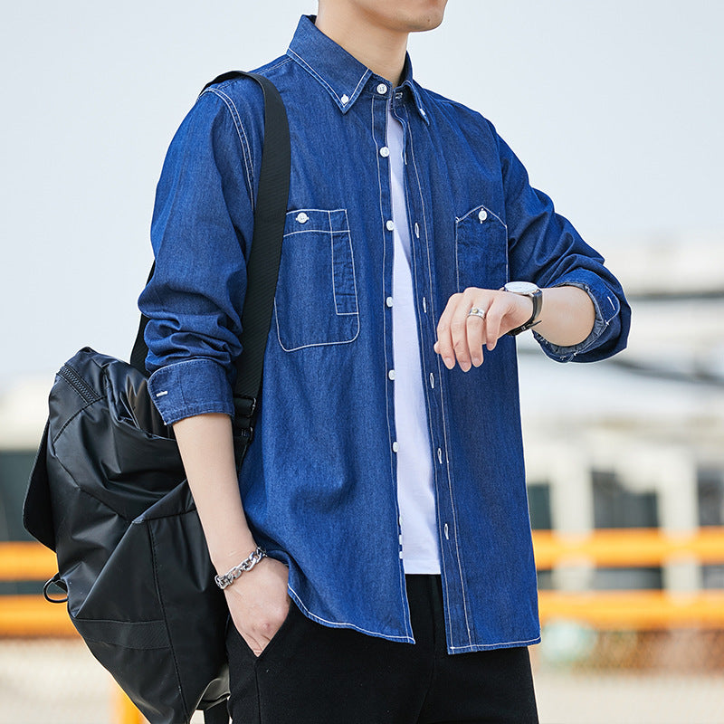 Herren Langarmshirt Slim Fit Casual