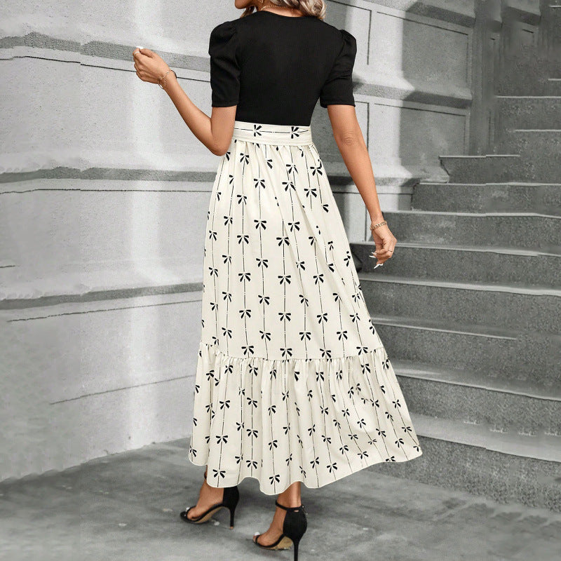 Langes bedrucktes Kleid mit Rundhalsausschnitt – Bild 8 | LuxeStyle