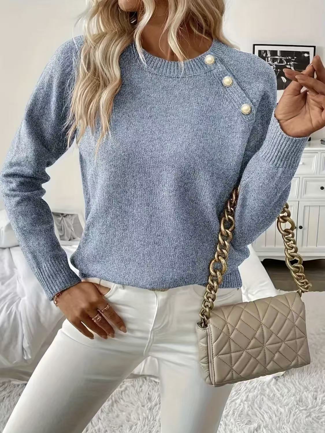 Strickpullover mit Rundhals und Relaxed Fit – Bild 2 | LuxeStyle