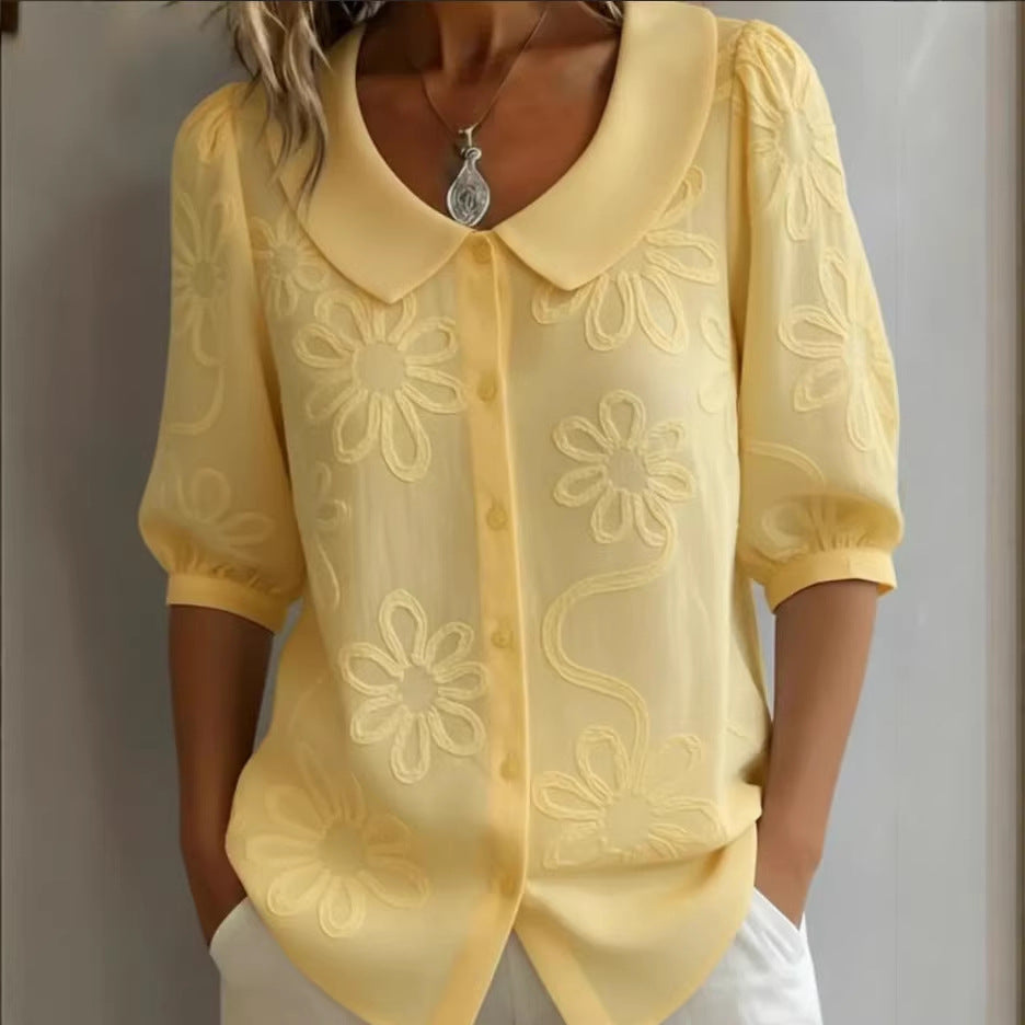 Retro-Bluse mit Blumenstickerei – Bild 5 | LuxeStyle