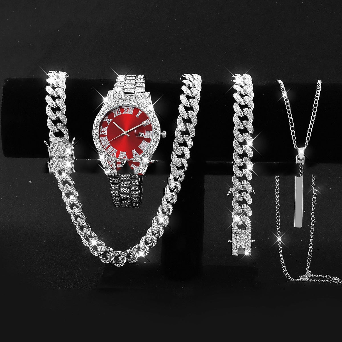 Quarz-Herrenuhr mit Armband und Halsketten – Bild 1 | LuxeStyle