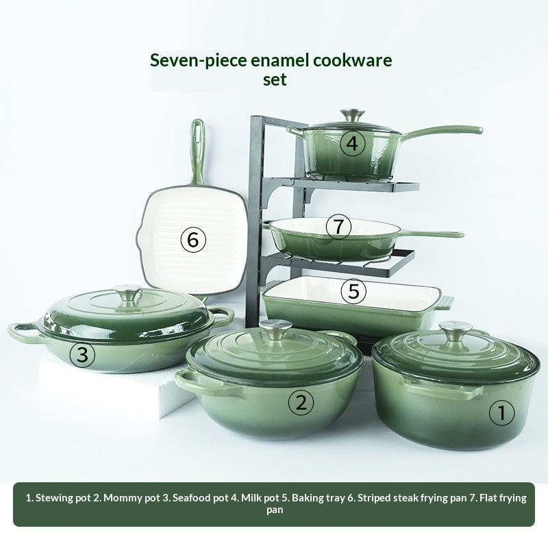 7-teiliges Kochgeschirr-Set aus Gusseisen-Emaille · 7 Stück – Bild 4 | LuxeStyle