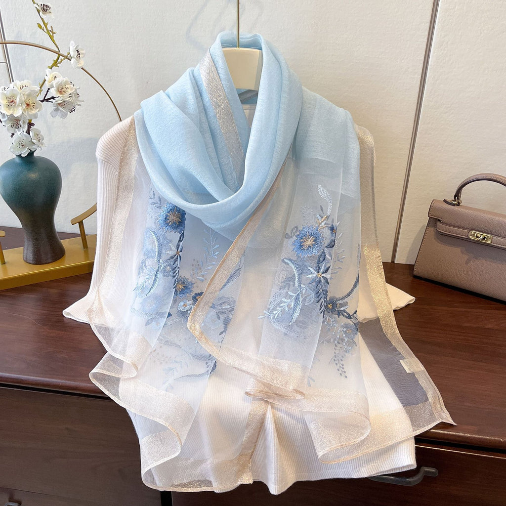 Gestickter Jacquard-Umhänge-Schal – Bild 2 | LuxeStyle