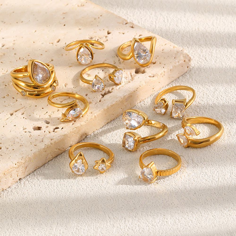 Eleganter Wassertropfen Zirkon Ring für Damen