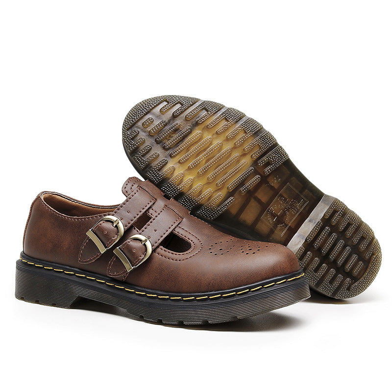 Mary Jane Flats aus Spaltleder