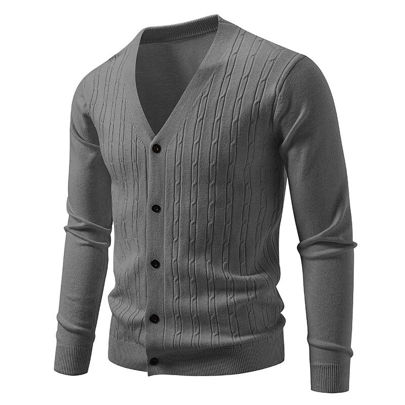 Herren Strick-Cardigan mit V-Ausschnitt – Bild 5 | LuxeStyle