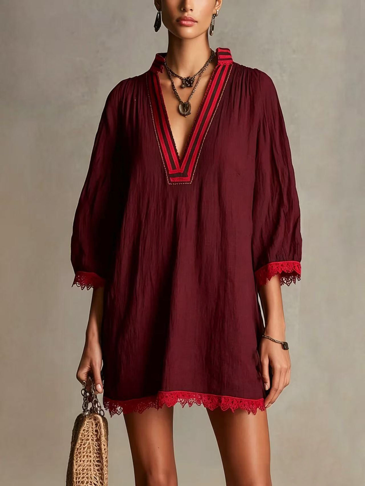 V-Ausschnitt Freizeitkleid für Damen – Bild 9 | LuxeStyle