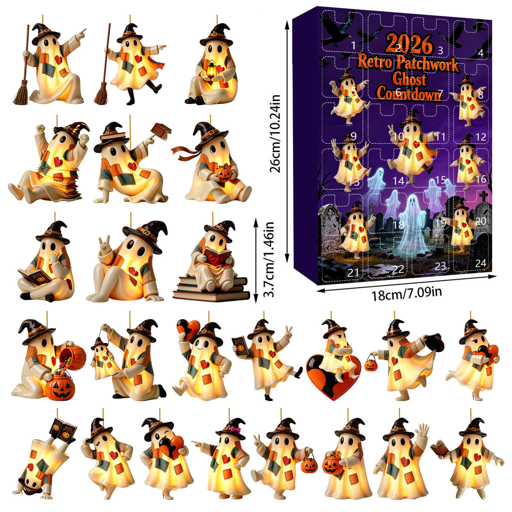 Retro Patchwork Geist Anhänger mit Halloween-Beleuchtung