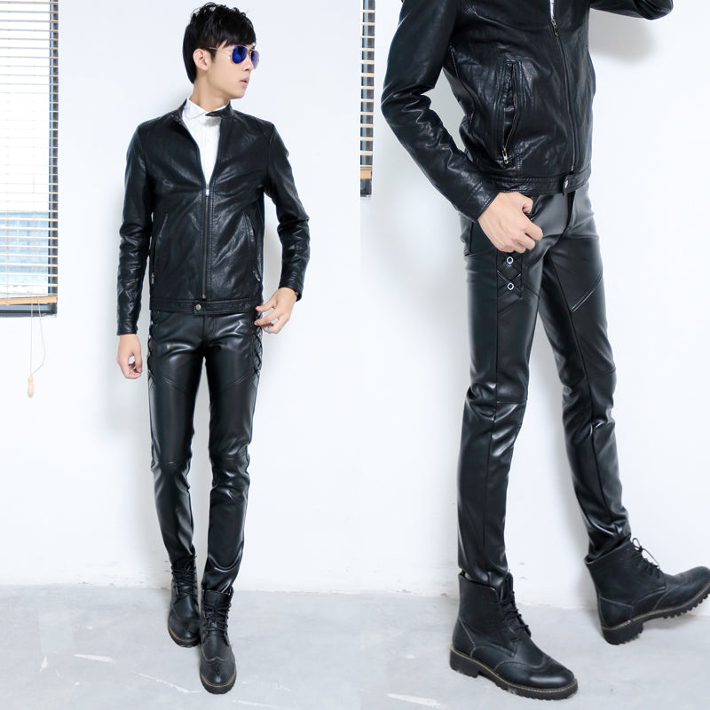 Herren Kunstlederhose mit Reissverschluss