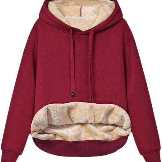 Warmes Fleece Kapuzen-Sweatshirt mit Taschen