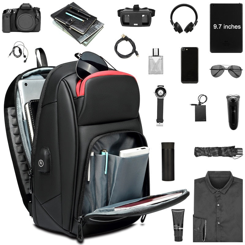 Schultertasche aus Oxford-PVC, elegant schwarz | LuxeStyle