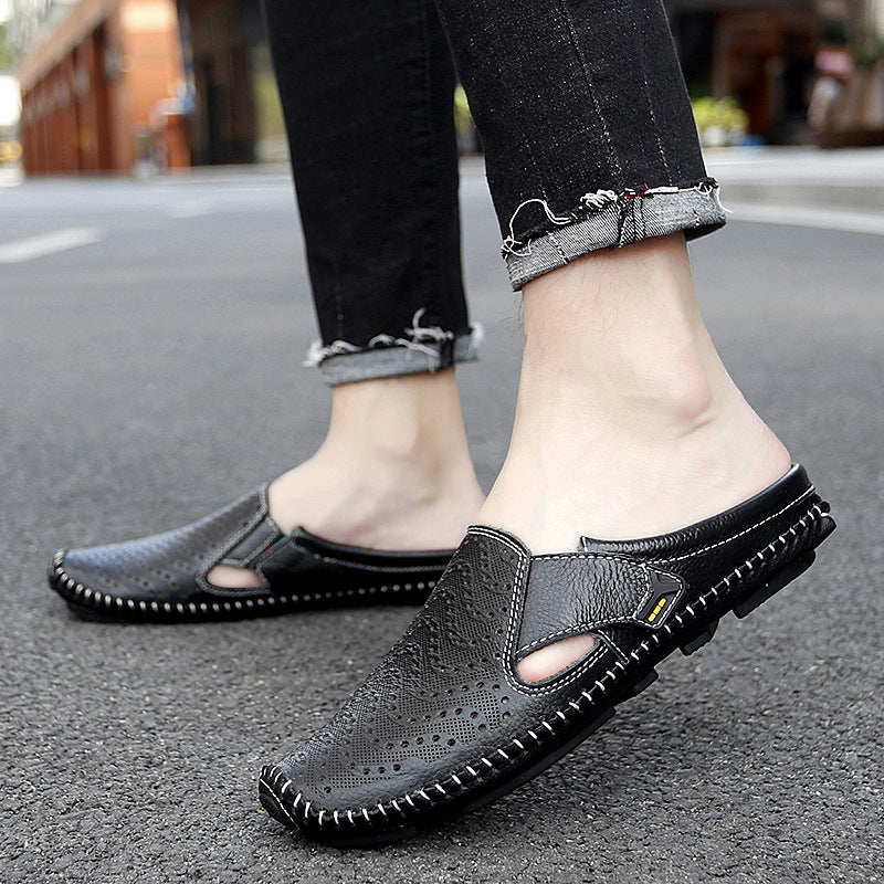 Atmungsaktive Casual-Sandalen aus Leder mit Hohl-Design