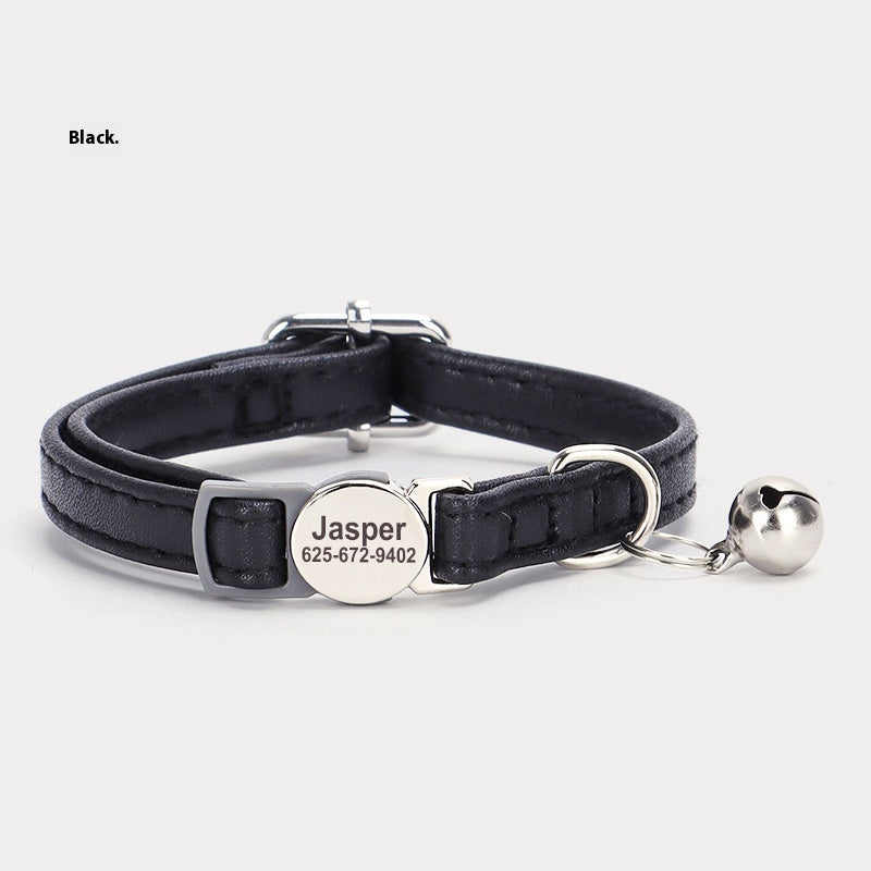 Katzenhalsband mit Gravur, Leder | LuxeStyle