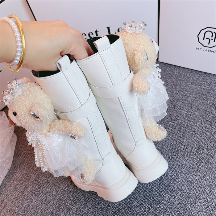 Mädchen Leder-Bärenstiefel mit Reissverschluss – Bild 3 | LuxeStyle