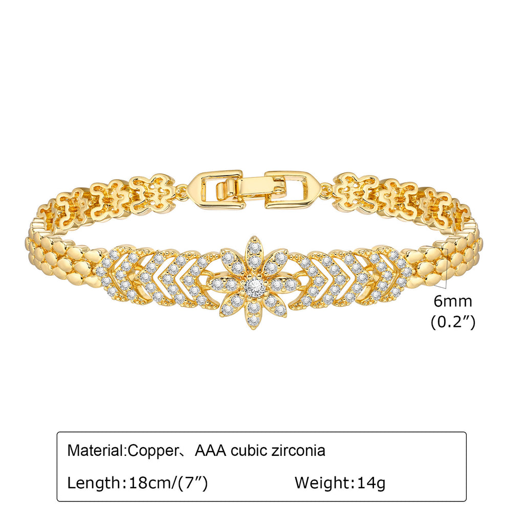Zirkon Armband mit Blumen- und Herz-Designs