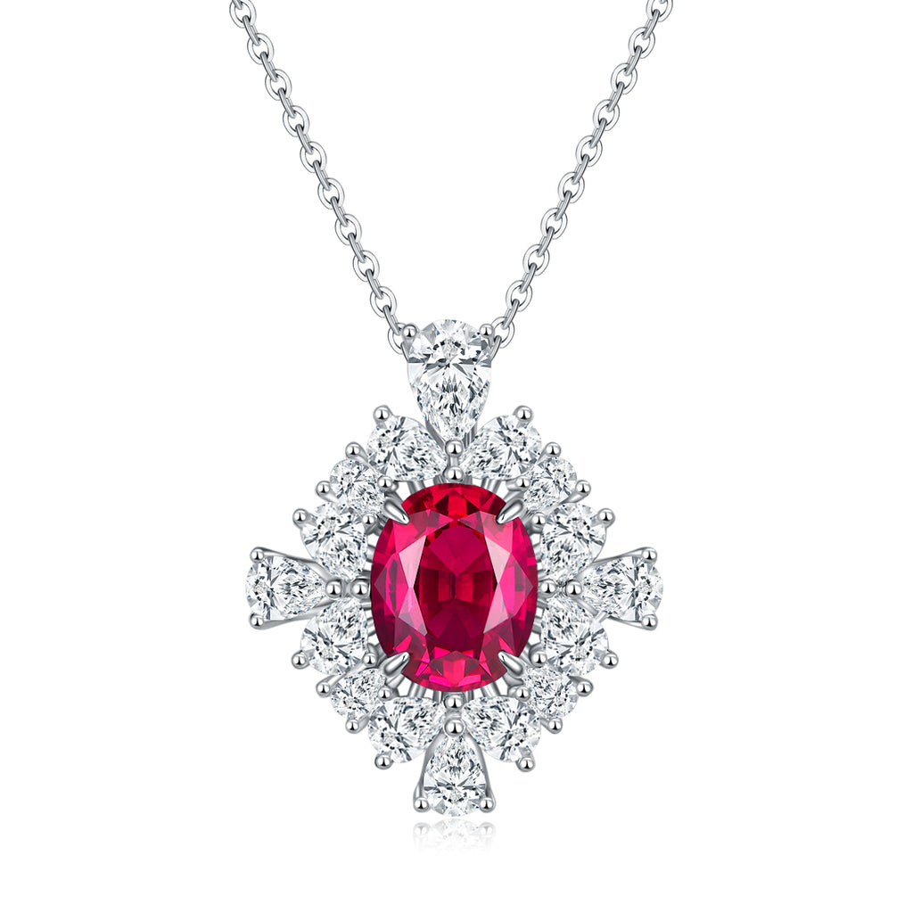 Edelstein-Anhänger «Blüten-Halo» · 925 Silber